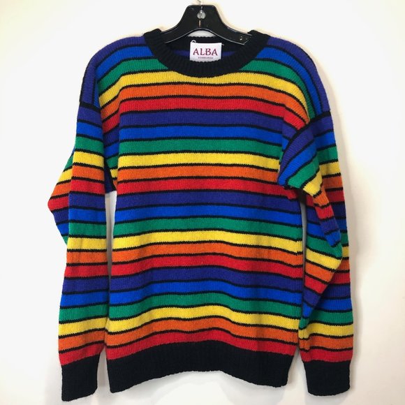 Alba Sweaters - ALBA ✨ VINTAGE ✨ Sz. M/L rainbow pure wool sweater